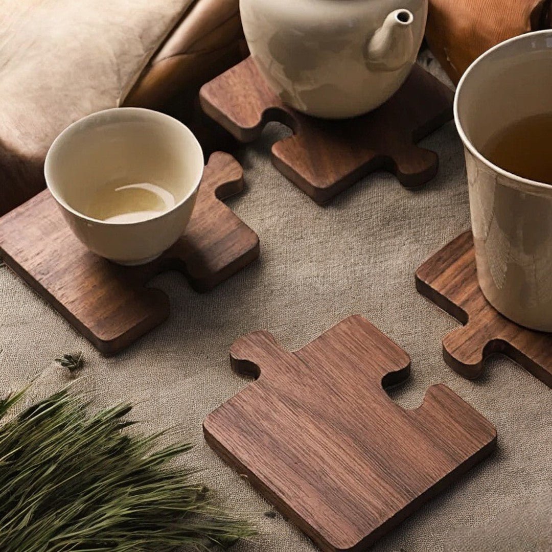 Hom & Ember – Alder Walnut Puzzle Coasters - Hom & Ember