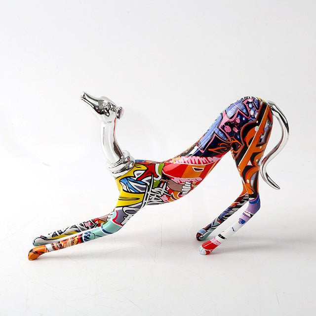 Hom & Ember – Greyhound Graffiti Painted Statue for a Contemporary Art Touch - Hom & Ember
