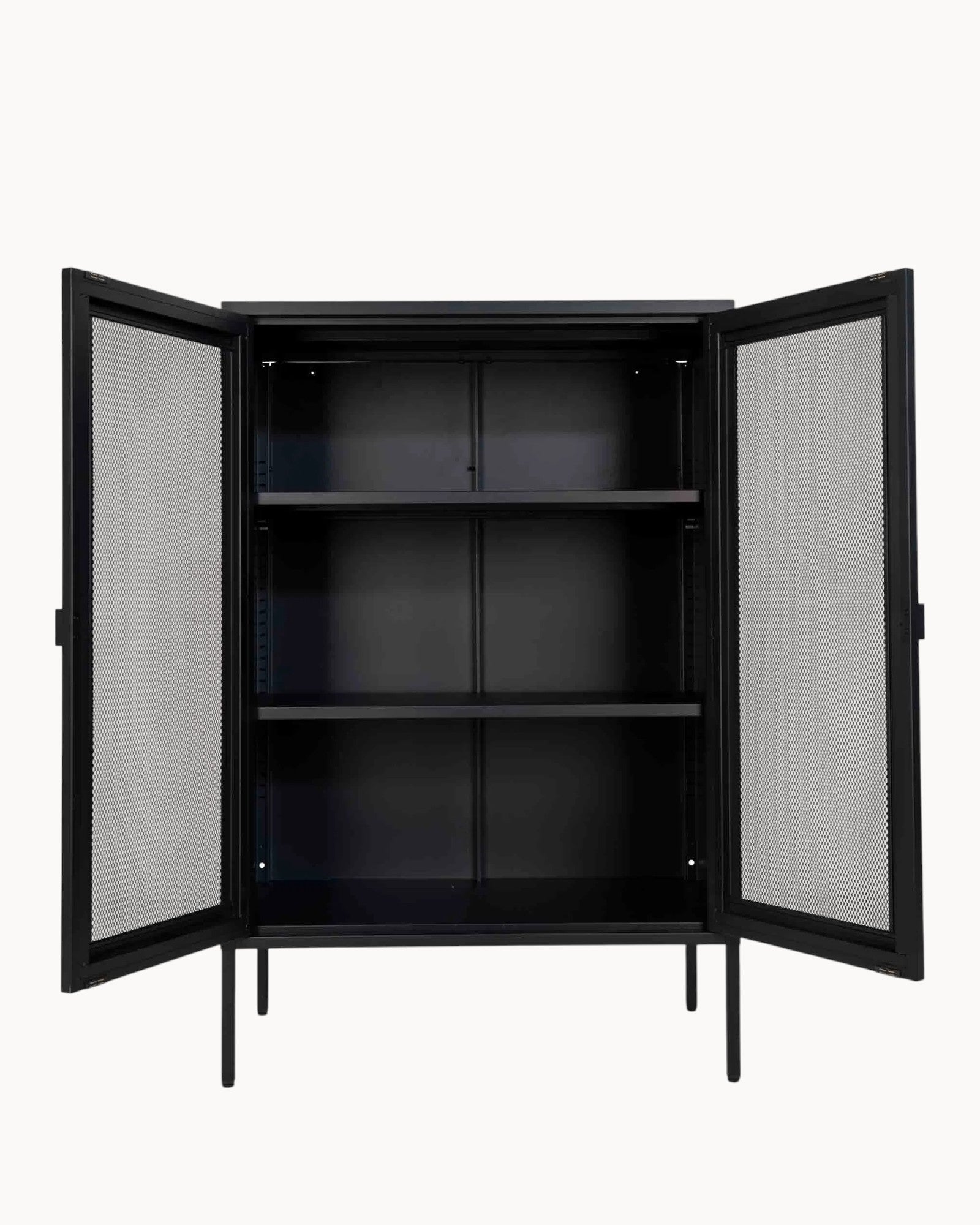 Hom & Ember - Metal Cabinet with Mesh Doors - Hom & Ember