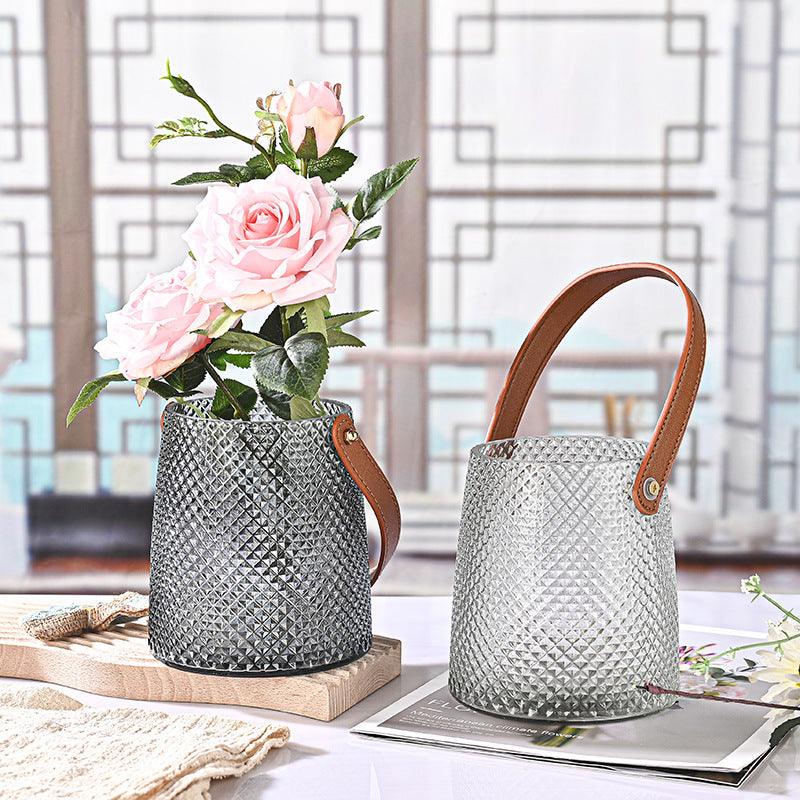 Hom & Ember – Artistic Leather Tote Glass Vase Collection for a Stylish Interior