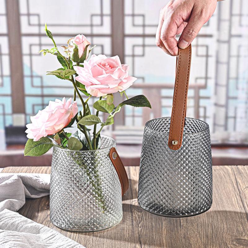 Hom & Ember – Artistic Leather Tote Glass Vase Collection for a Stylish Interior