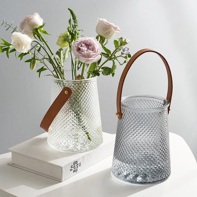 Hom & Ember – Artistic Leather Tote Glass Vase Collection for a Stylish Interior