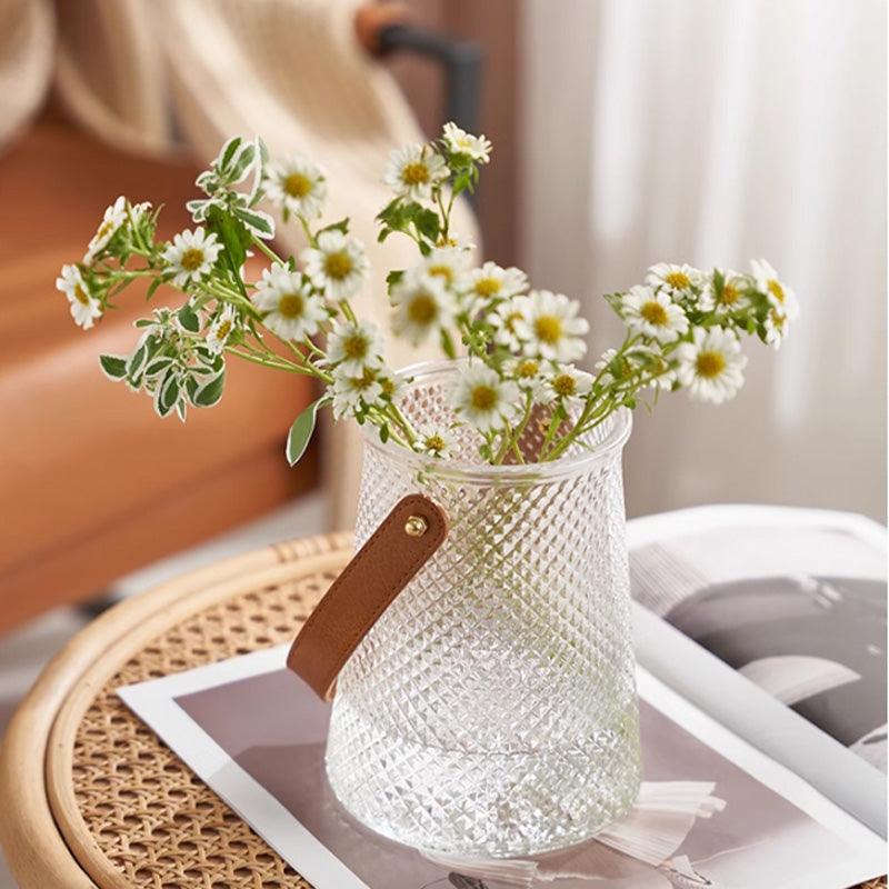 Hom & Ember – Artistic Leather Tote Glass Vase Collection for a Stylish Interior