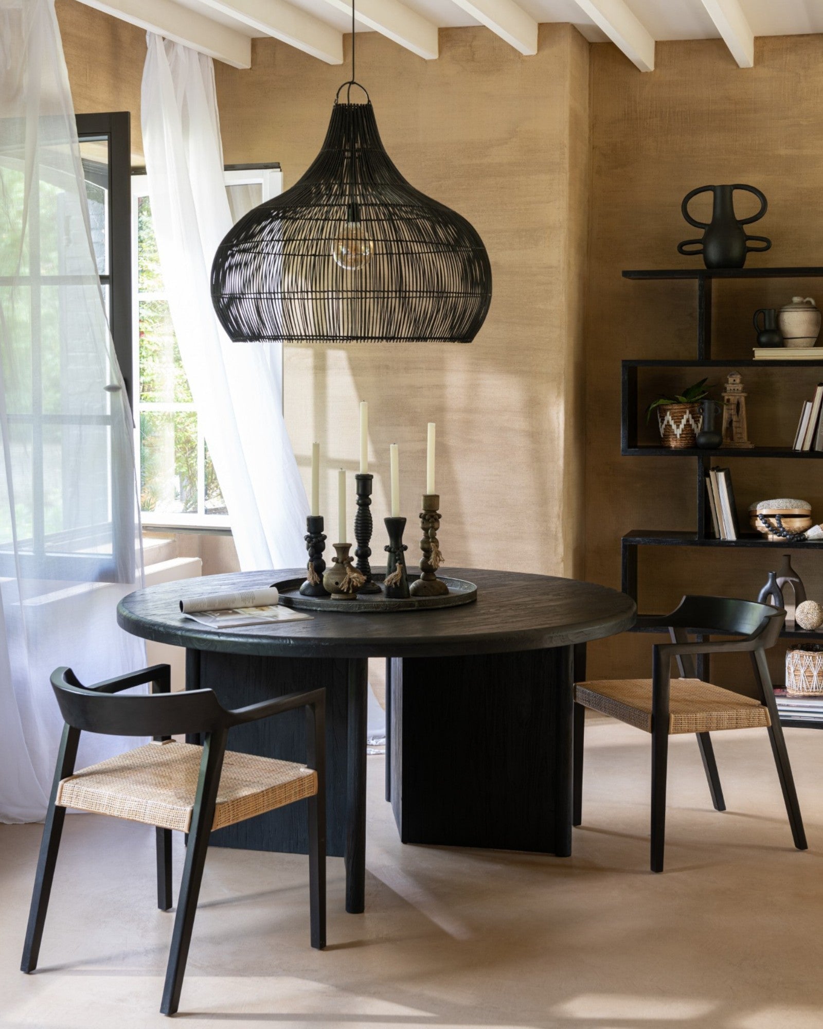 Hom & Ember - Round Dining Table Teak Look