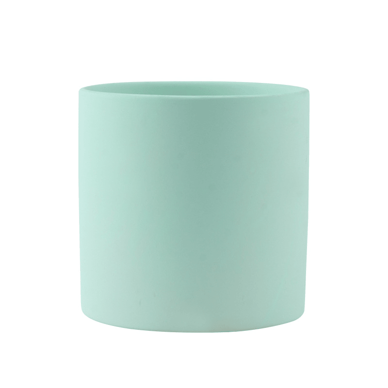 Ceramic Planter Pot with Drainage Hole and Matching Saucer Matte Cylinder Indoor Plant Pot for Succulents - Hom & Ember