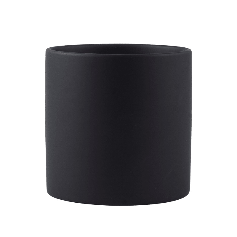 Ceramic Planter Pot with Drainage Hole and Matching Saucer Matte Cylinder Indoor Plant Pot for Succulents - Hom & Ember