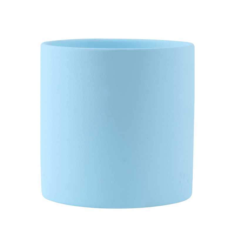 Ceramic Planter Pot with Drainage Hole and Matching Saucer Matte Cylinder Indoor Plant Pot for Succulents - Hom & Ember