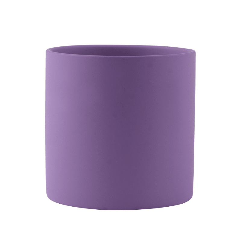 Ceramic Planter Pot with Drainage Hole and Matching Saucer Matte Cylinder Indoor Plant Pot for Succulents - Hom & Ember