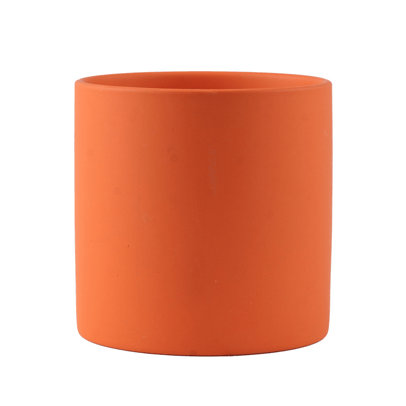 Ceramic Planter Pot with Drainage Hole and Matching Saucer Matte Cylinder Indoor Plant Pot for Succulents - Hom & Ember