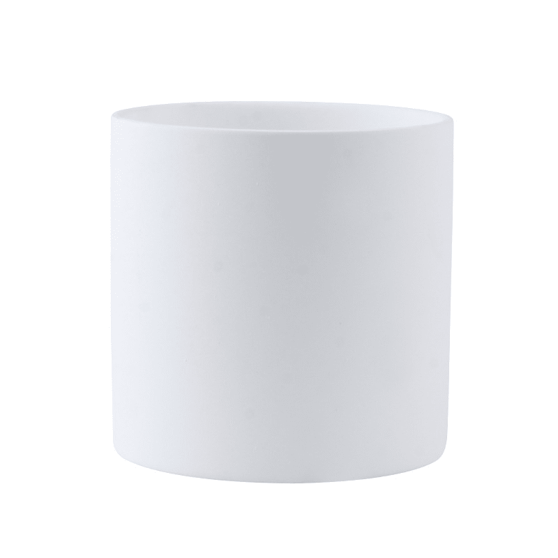Ceramic Planter Pot with Drainage Hole and Matching Saucer Matte Cylinder Indoor Plant Pot for Succulents - Hom & Ember