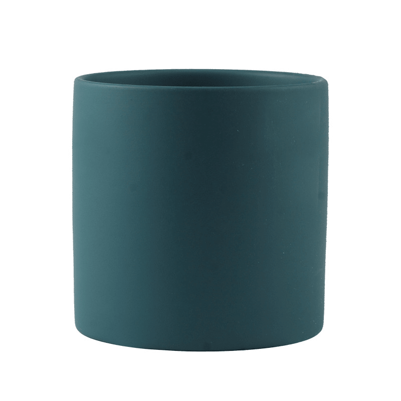 Ceramic Planter Pot with Drainage Hole and Matching Saucer Matte Cylinder Indoor Plant Pot for Succulents - Hom & Ember