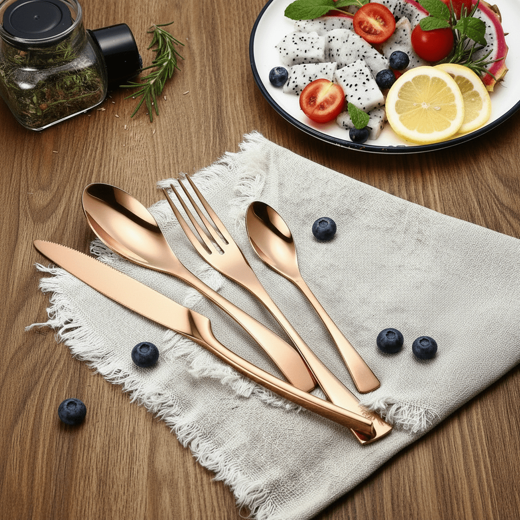 Hom & Ember – 24 - Piece Stainless Steel Cutlery Set, Monaco Design for Elegant Dining - Hom & Ember