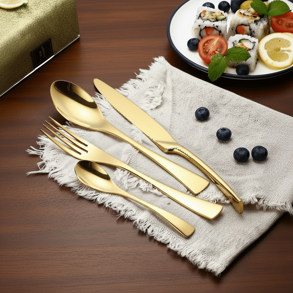 Hom & Ember – 24 - Piece Stainless Steel Cutlery Set, Monaco Design for Elegant Dining - Hom & Ember