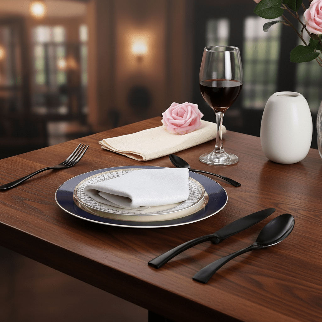 Hom & Ember – 24 - Piece Stainless Steel Cutlery Set, Monaco Design for Elegant Dining - Hom & Ember