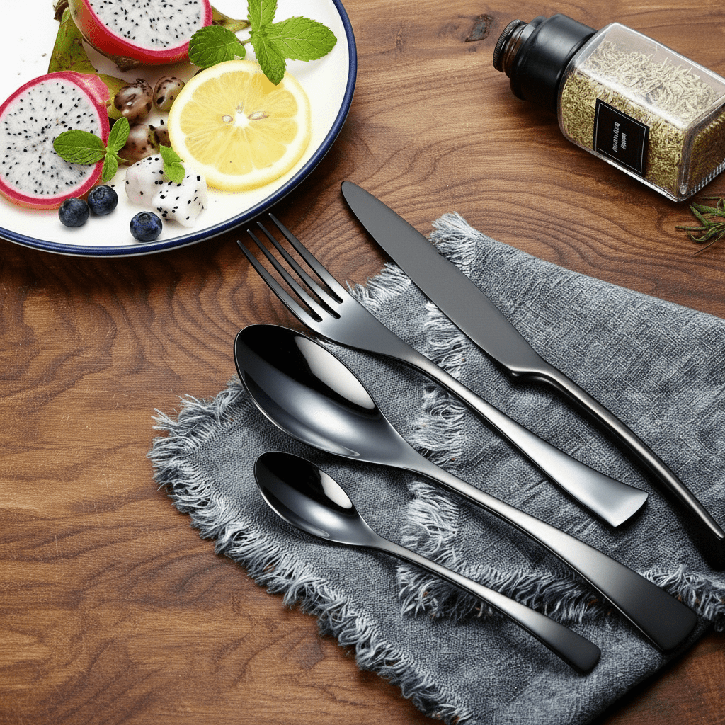 Hom & Ember – 24 - Piece Stainless Steel Cutlery Set, Monaco Design for Elegant Dining - Hom & Ember