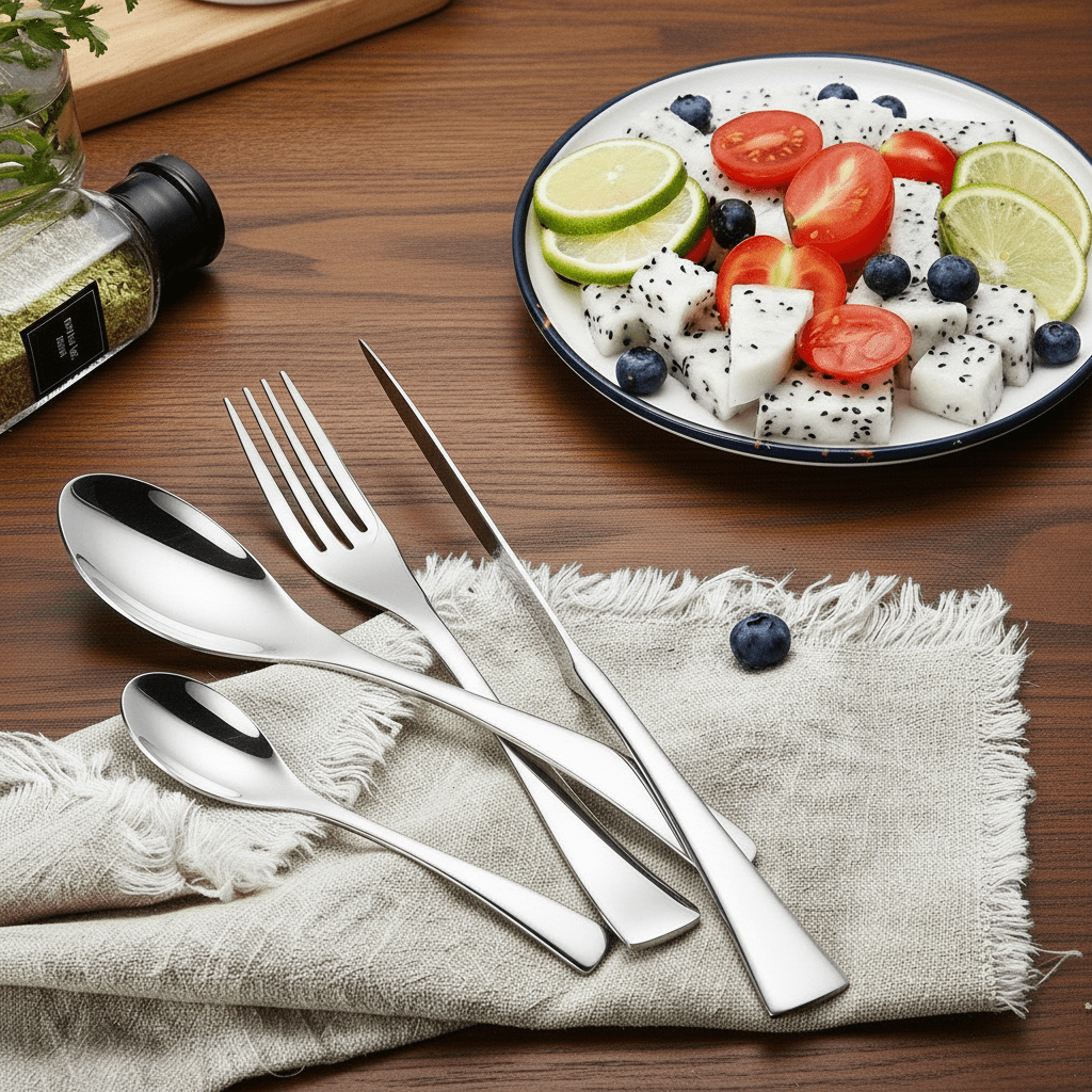 Hom & Ember – 24 - Piece Stainless Steel Cutlery Set, Monaco Design for Elegant Dining - Hom & Ember
