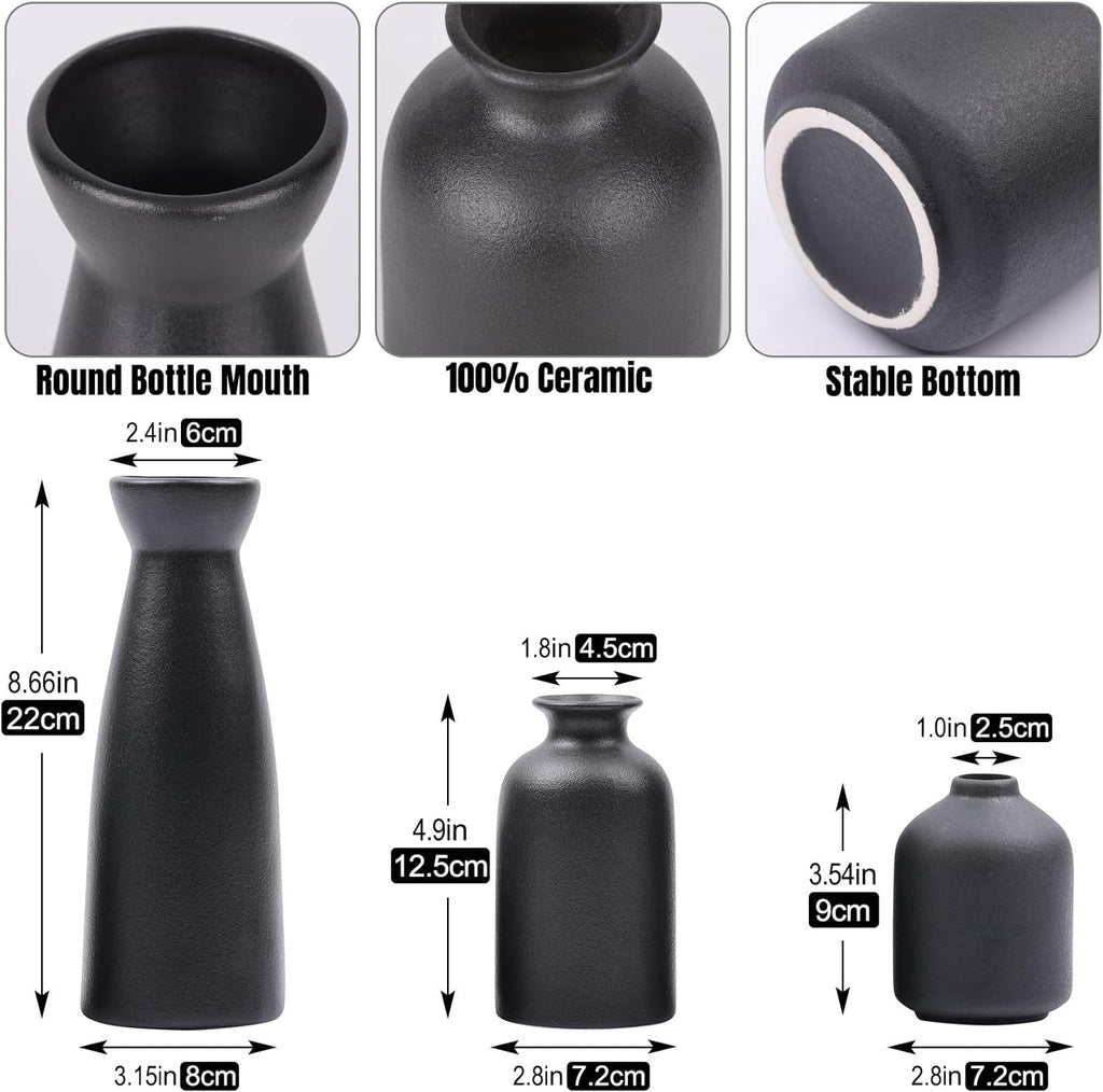 Hom & Ember – 3 - Piece Ceramic Vase Set - Hom & Ember