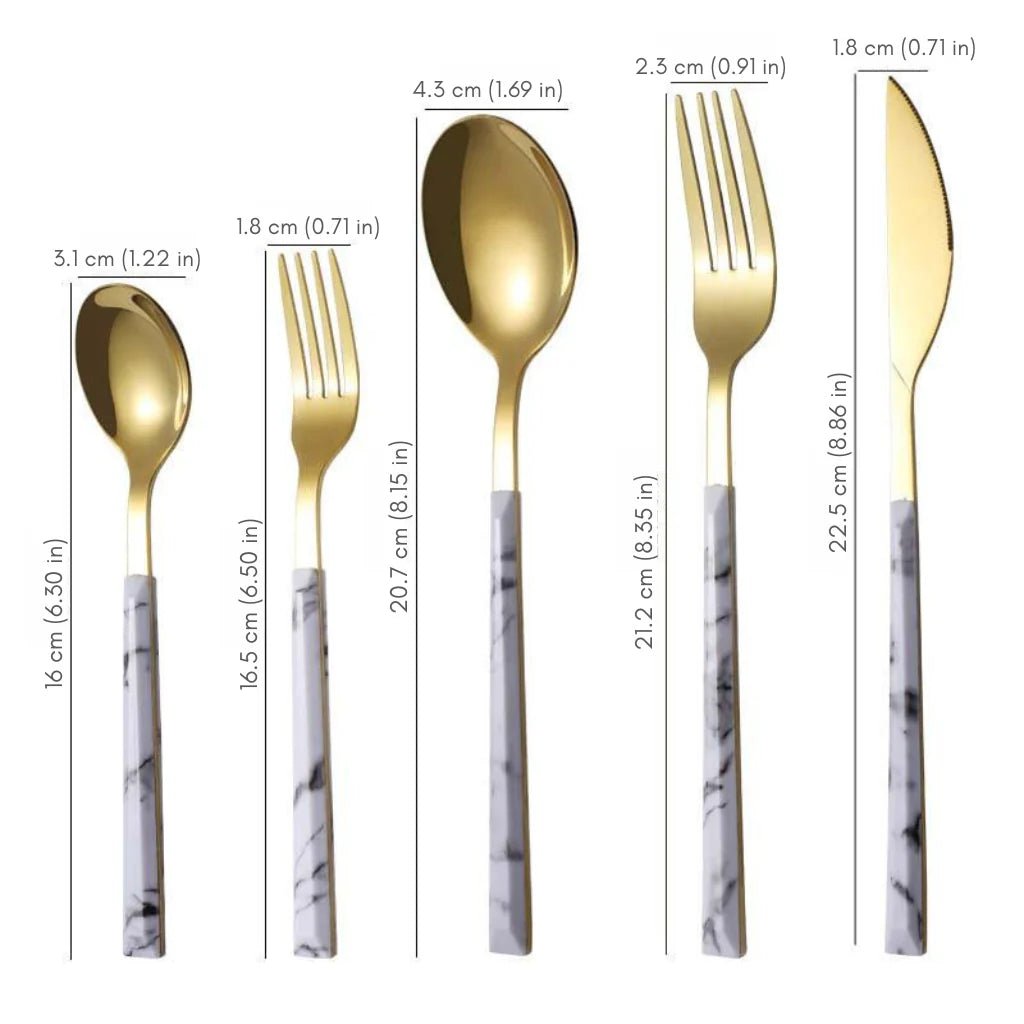 Hom & Ember – 5 - Piece Marble Cutlery Set for an Elegant Dining Experience - Hom & Ember