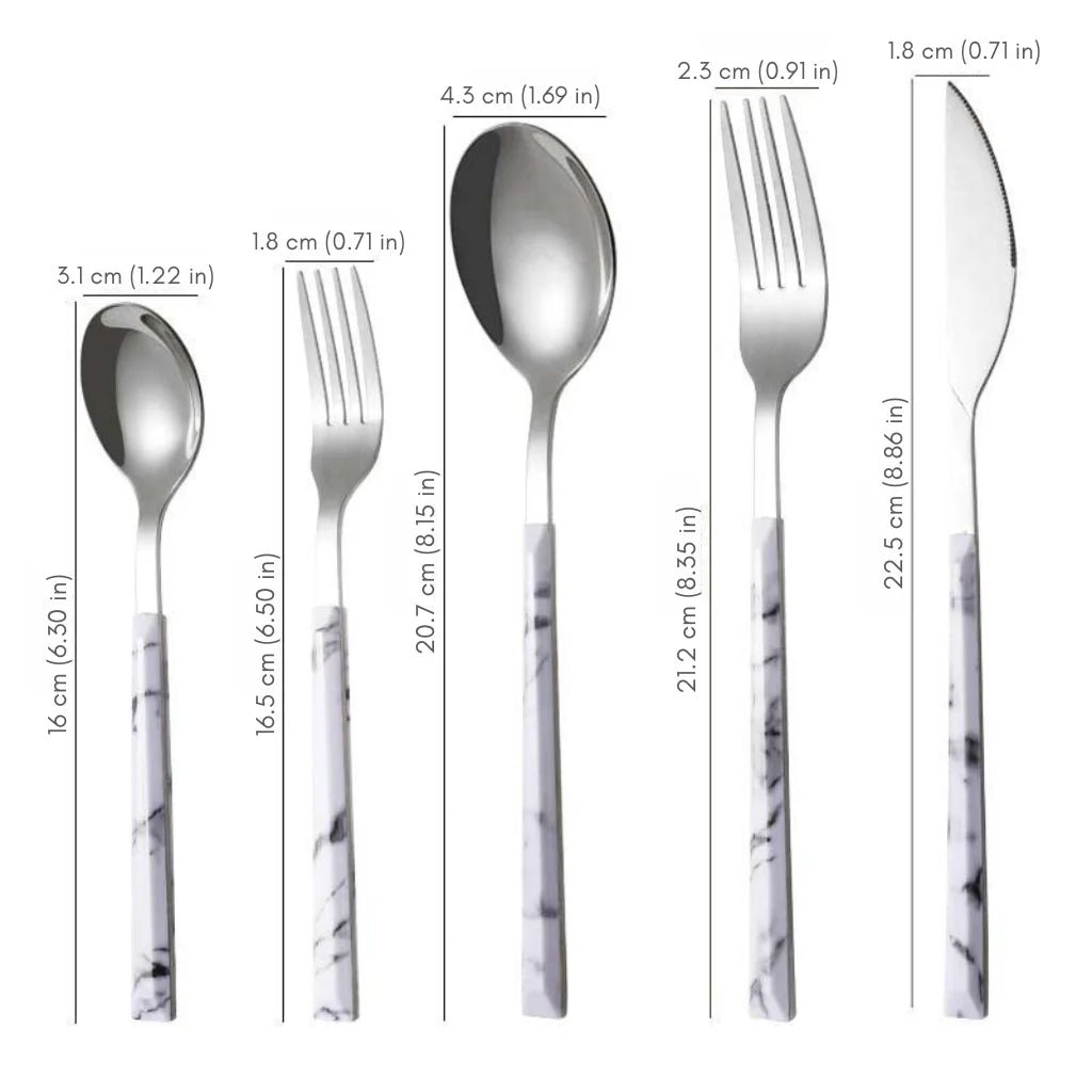 Hom & Ember – 5 - Piece Marble Cutlery Set for an Elegant Dining Experience - Hom & Ember