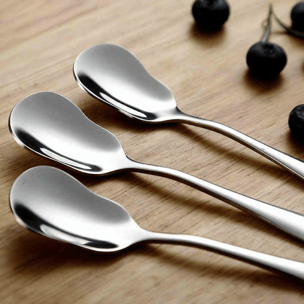 Hom & Ember – 5 - Piece Stainless Steel Dessert Spoon Set for a Sophisticated Dining Experience - Hom & Ember