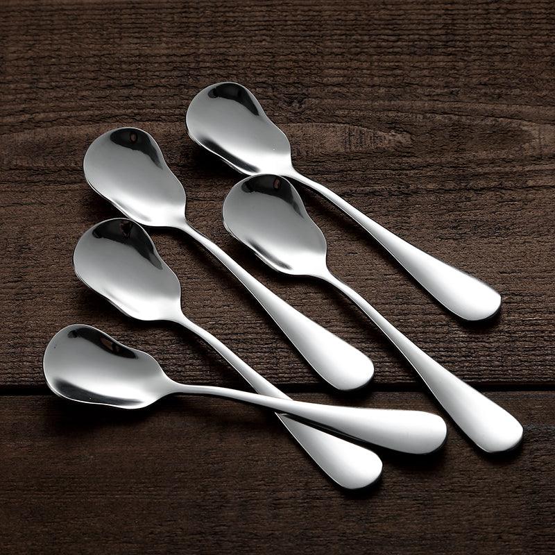 Hom & Ember – 5 - Piece Stainless Steel Dessert Spoon Set for a Sophisticated Dining Experience - Hom & Ember