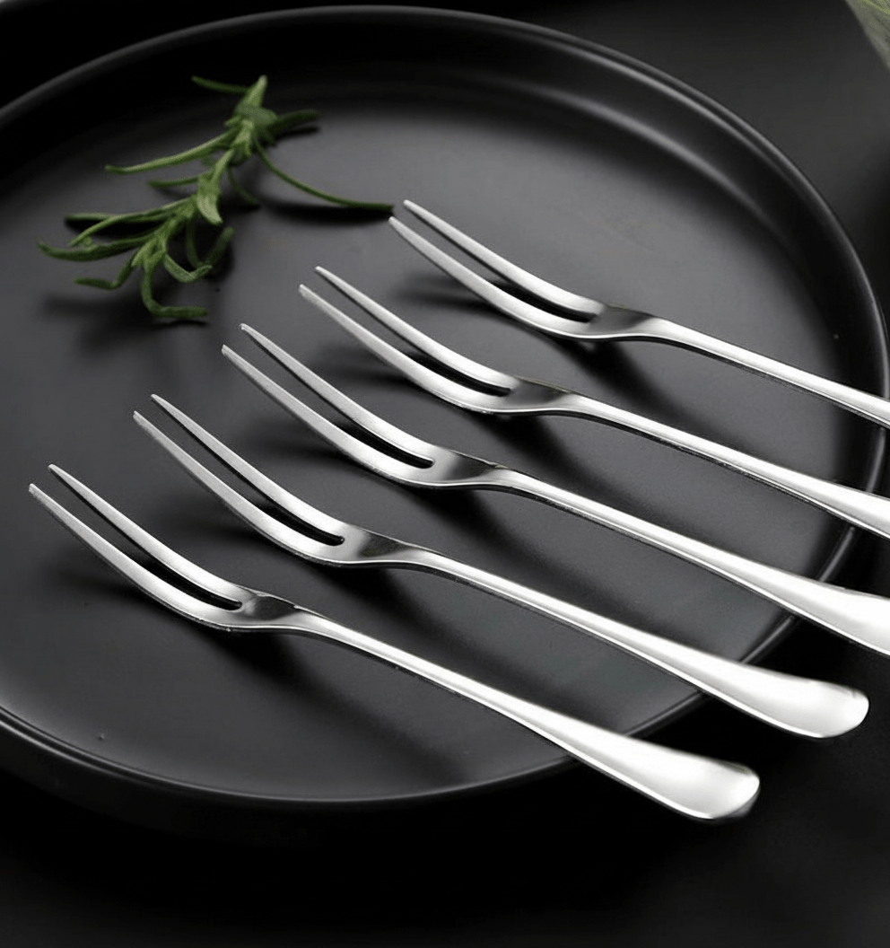 Hom & Ember – 5 - Piece Stainless Steel Fruit Fork Set for Elegant Dining - Hom & Ember