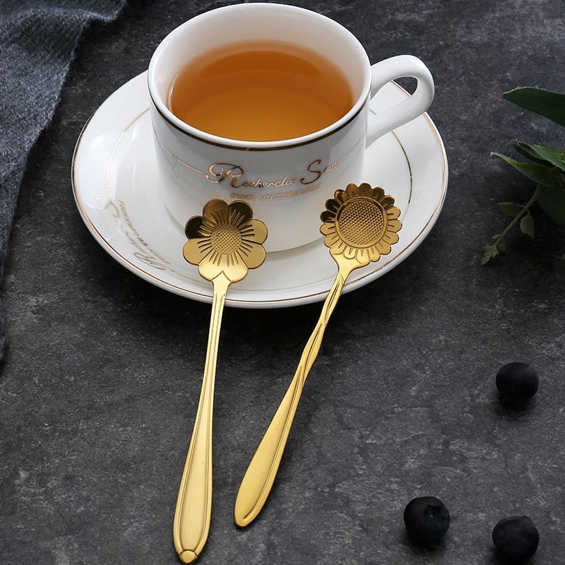 Hom & Ember – 8 - Piece Stainless Steel Floral Teaspoon Set for an Elegant Tea Experience - Hom & Ember