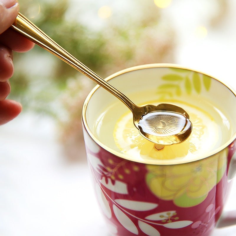 Hom & Ember – 8 - Piece Stainless Steel Floral Teaspoon Set for an Elegant Tea Experience - Hom & Ember