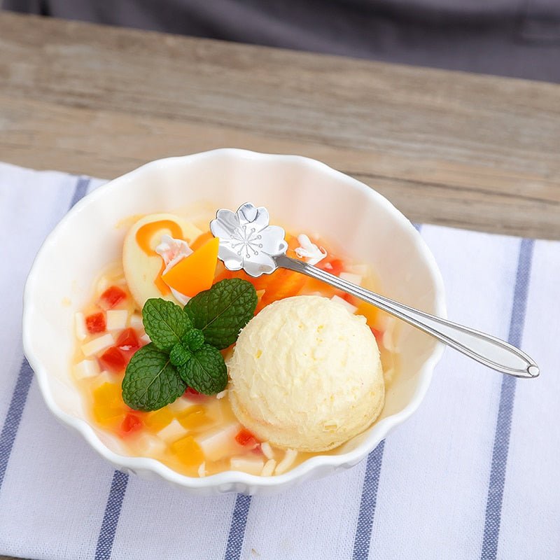 Hom & Ember – 8 - Piece Stainless Steel Floral Teaspoon Set for an Elegant Tea Experience - Hom & Ember