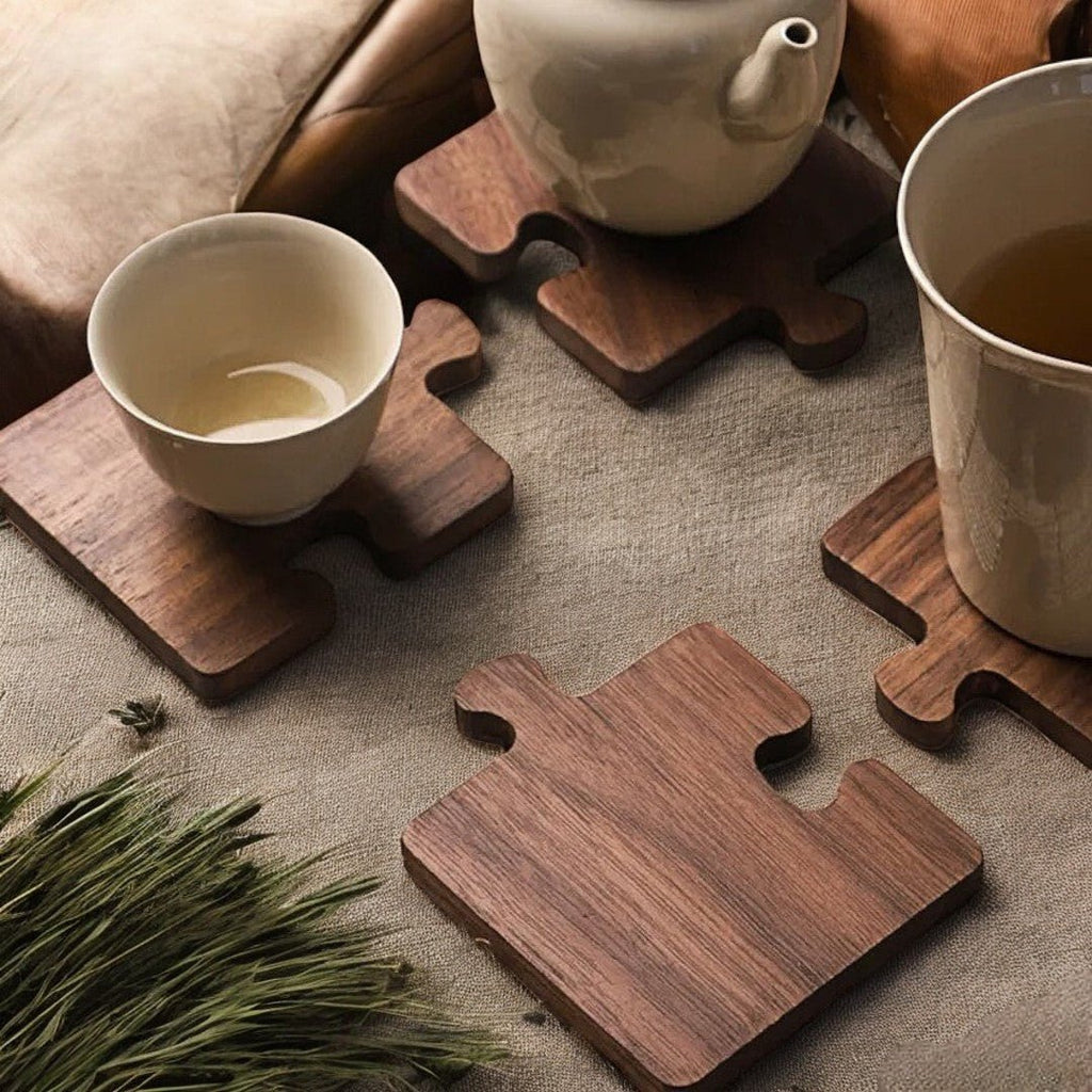 Hom & Ember – Alder Walnut Puzzle Coasters - Hom & Ember