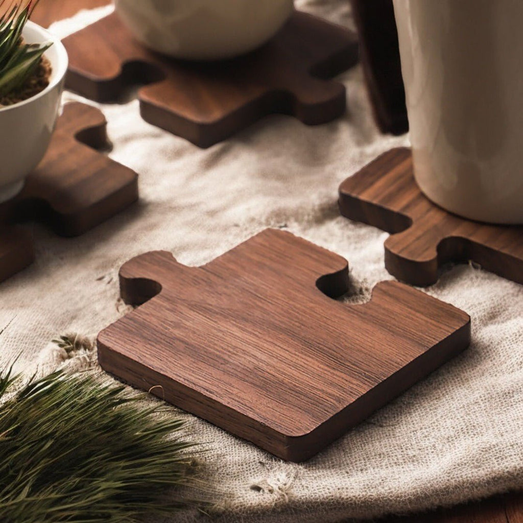 Hom & Ember – Alder Walnut Puzzle Coasters - Hom & Ember