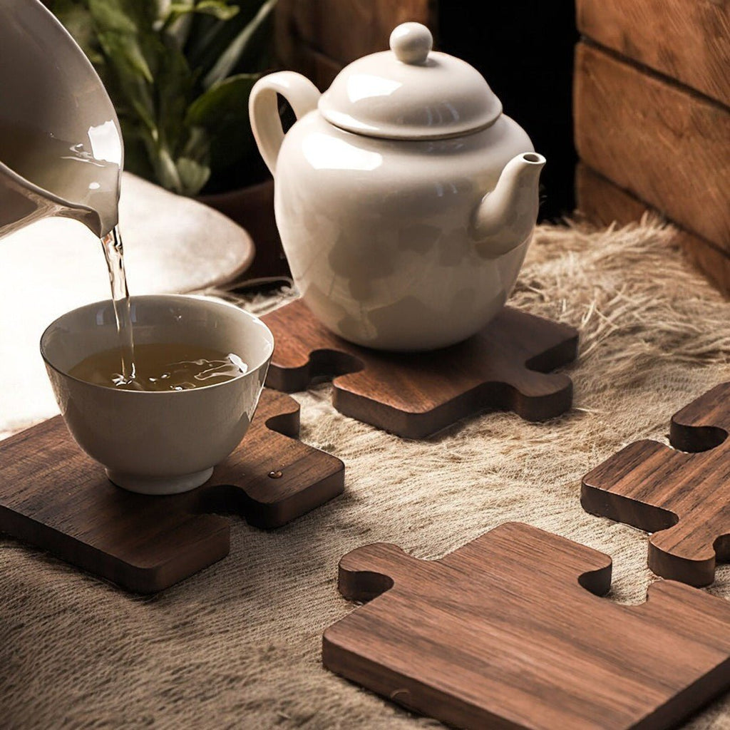 Hom & Ember – Alder Walnut Puzzle Coasters - Hom & Ember