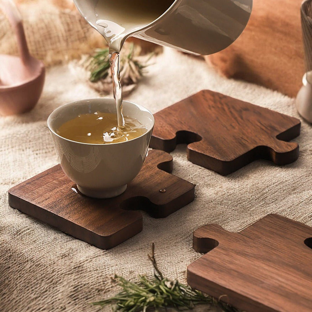 Hom & Ember – Alder Walnut Puzzle Coasters - Hom & Ember