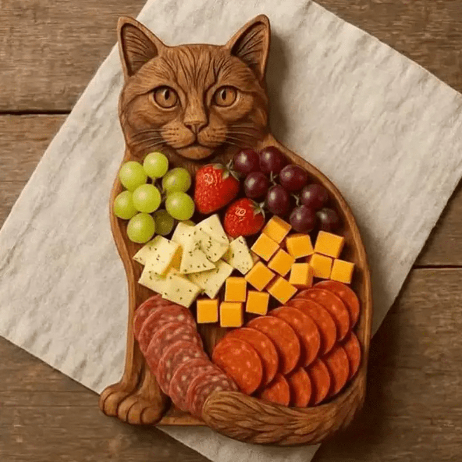 Hom & Ember – Cat - Shaped Charcuterie Board for Playful Hosting - Hom & Ember