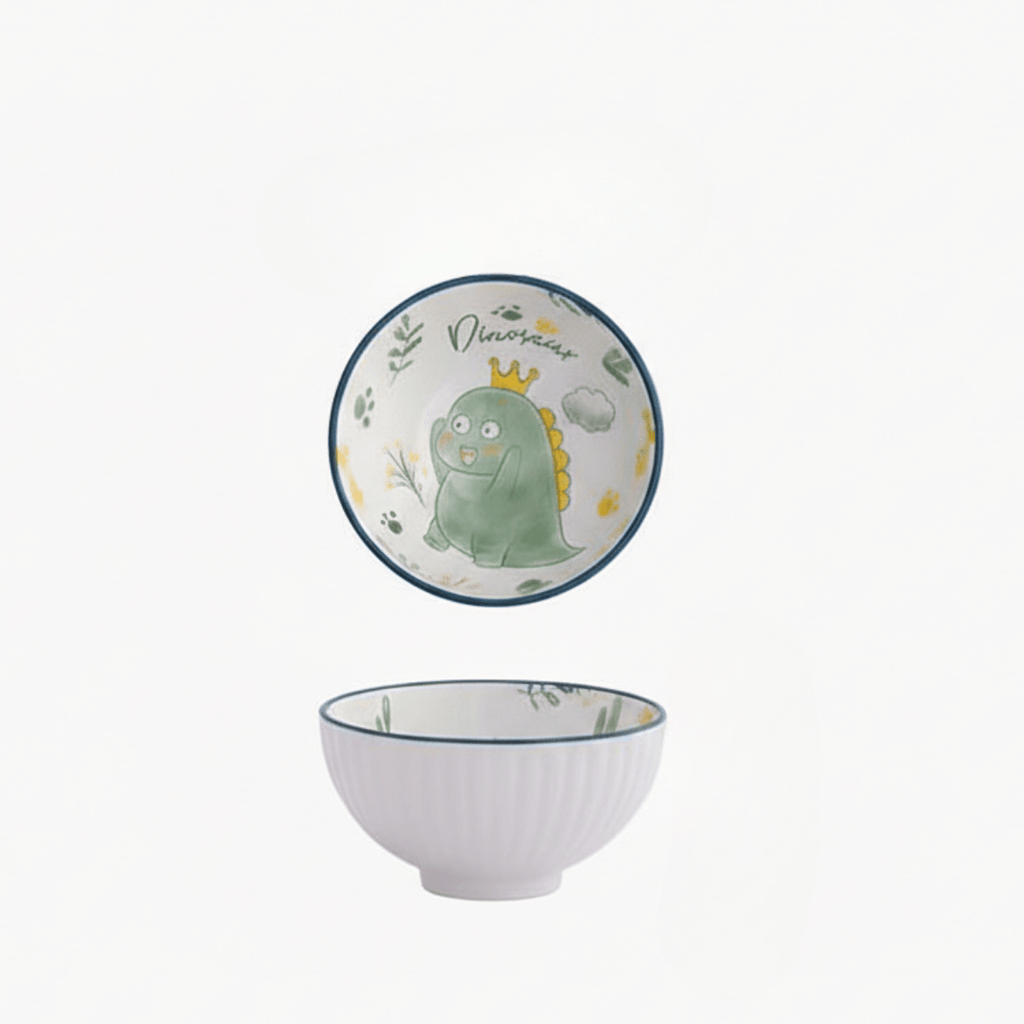 Hom & Ember – Ceramic Bowl with Cartoon Dinosaur Design for a Playful Touch - Hom & Ember