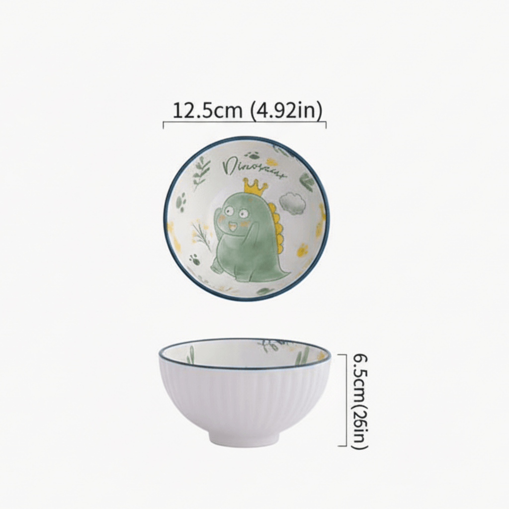 Hom & Ember – Ceramic Bowl with Cartoon Dinosaur Design for a Playful Touch - Hom & Ember