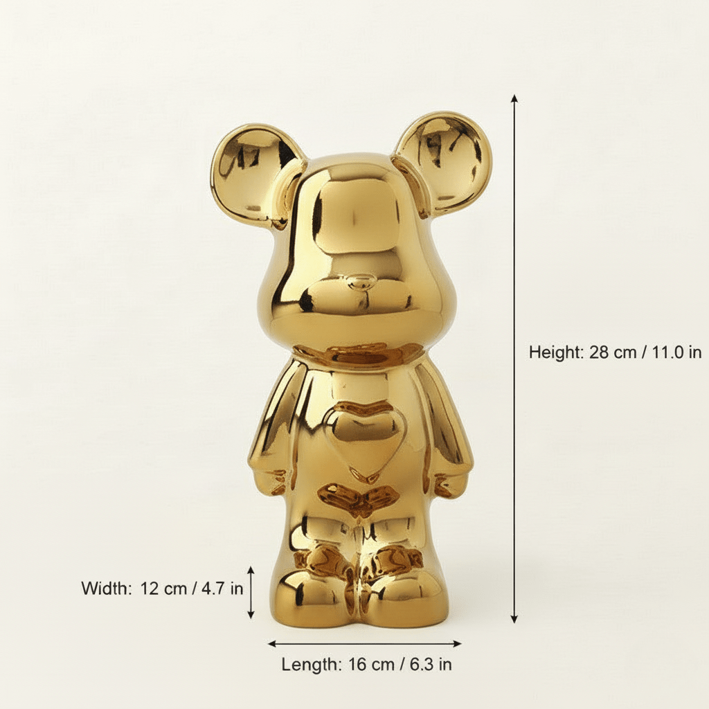 Hom & Ember – Charming Ceramic Bear Sculpture in Elegant Tones for a Touch of Whimsy - Hom & Ember