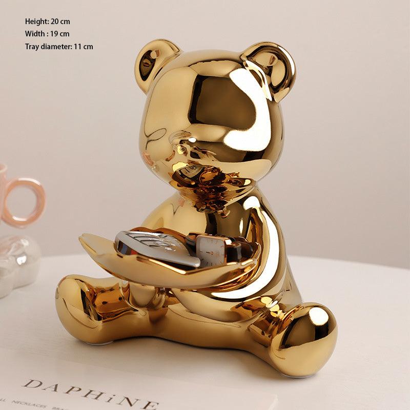 Hom & Ember – Chrome Bear Key Holder Decor - Hom & Ember