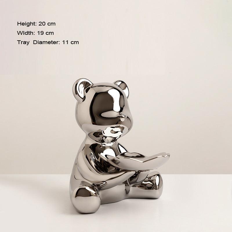 Hom & Ember – Chrome Bear Key Holder Decor - Hom & Ember