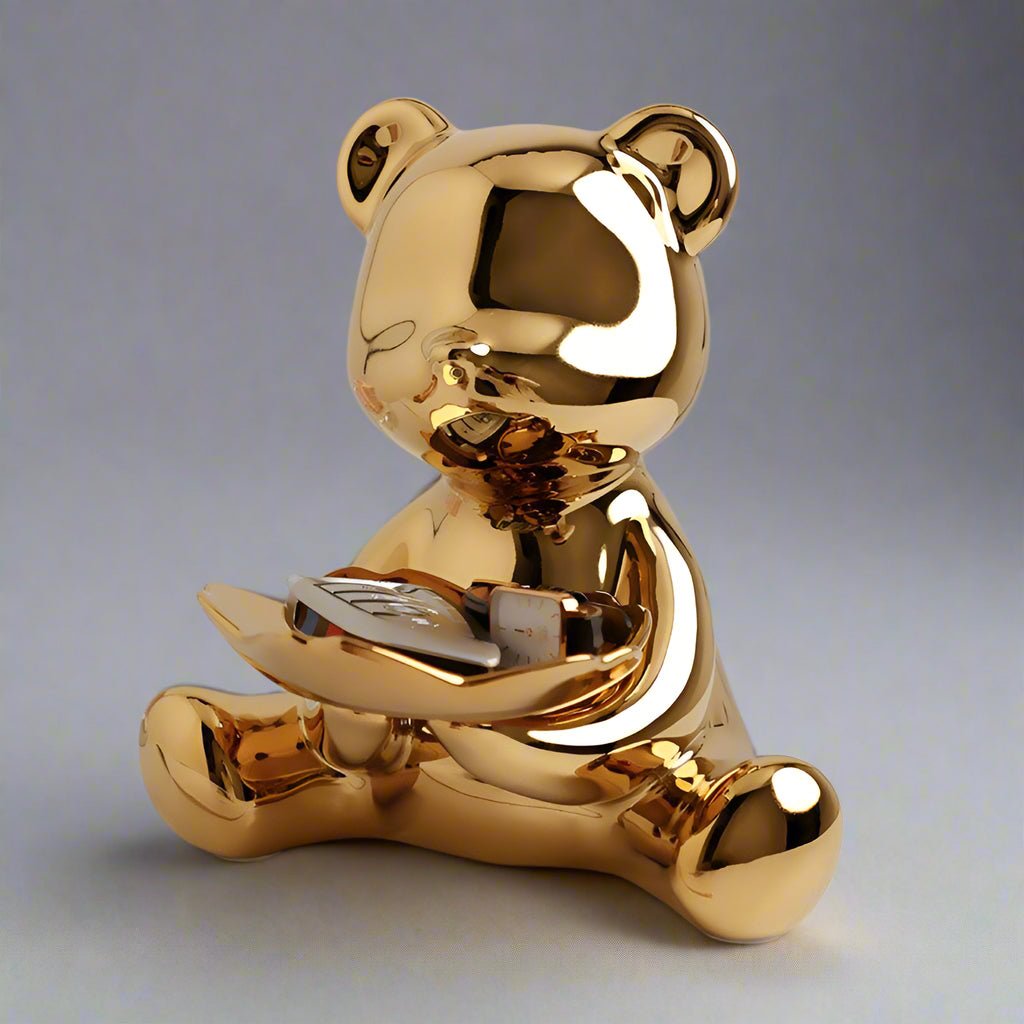 Hom & Ember – Chrome Bear Key Holder Decor - Hom & Ember