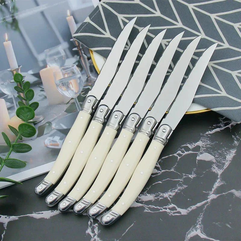Hom & Ember – Classic Ivory Stainless Steel Cutlery Set for a Serene Dining Elegance - Hom & Ember