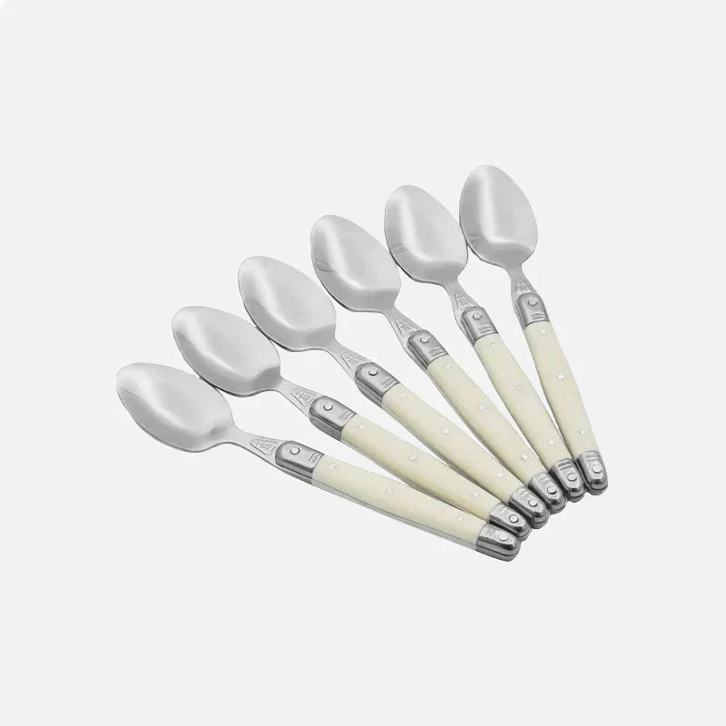 Hom & Ember – Classic Ivory Stainless Steel Cutlery Set for a Serene Dining Elegance - Hom & Ember