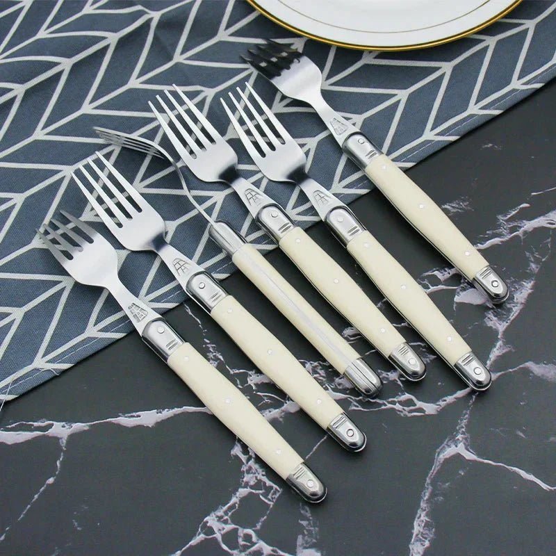 Hom & Ember – Classic Ivory Stainless Steel Cutlery Set for a Serene Dining Elegance - Hom & Ember