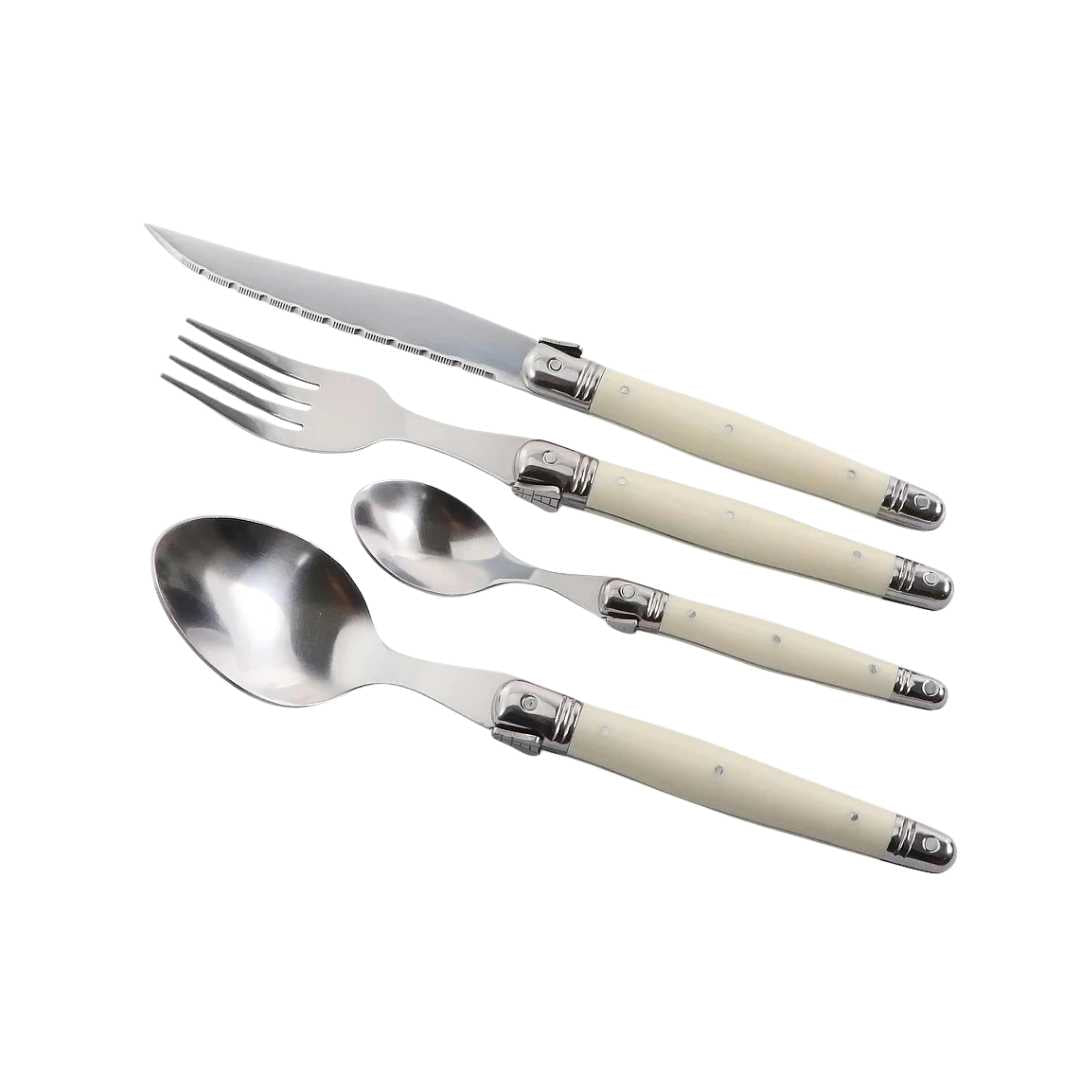 Hom & Ember – Classic Ivory Stainless Steel Cutlery Set for a Serene Dining Elegance - Hom & Ember