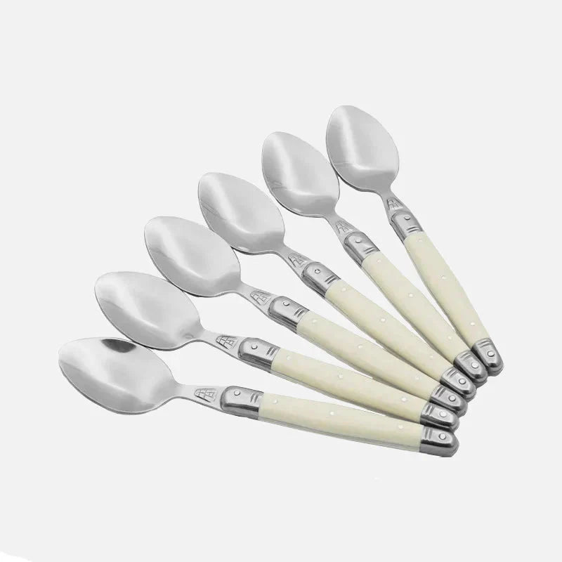 Hom & Ember – Classic Ivory Stainless Steel Cutlery Set for a Serene Dining Elegance - Hom & Ember