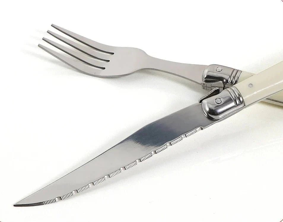 Hom & Ember – Classic Ivory Stainless Steel Cutlery Set for a Serene Dining Elegance - Hom & Ember