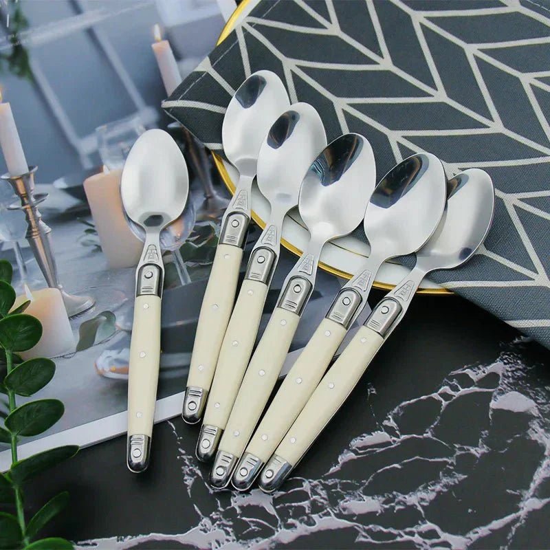 Hom & Ember – Classic Ivory Stainless Steel Cutlery Set for a Serene Dining Elegance - Hom & Ember