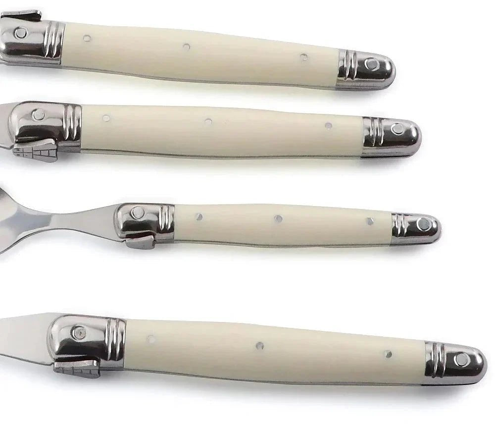 Hom & Ember – Classic Ivory Stainless Steel Cutlery Set for a Serene Dining Elegance - Hom & Ember