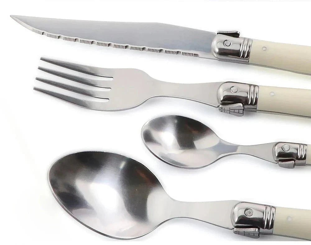 Hom & Ember – Classic Ivory Stainless Steel Cutlery Set for a Serene Dining Elegance - Hom & Ember