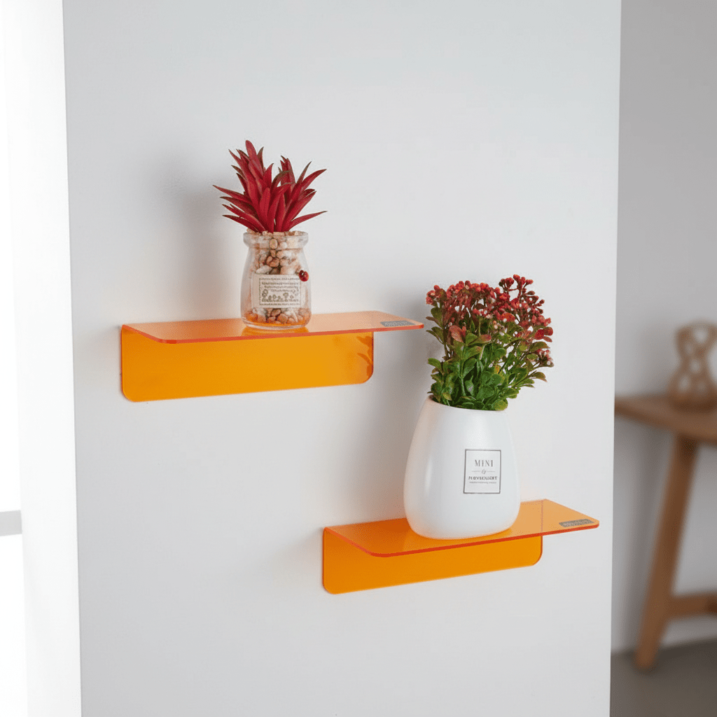 Hom & Ember – Contemporary Floating Wall Shelves in Vibrant Acrylic for a Stylish Touch - Hom & Ember